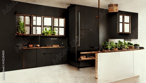 Wallpaper Mural Modern cleaned up kitchen interior illustration  Torontodigital.ca