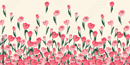 Floral seamless border. Vector design for paper, cover, fabric, interior decor and other