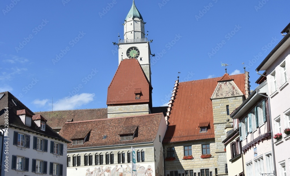 City Hall (Rathaus) and Church Clock Tower, Überlingen, Germany