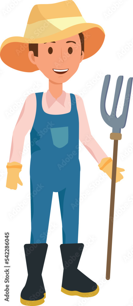 Vector illustration of farmer isolated on white background. Jobs and occupations concept. Cartoon characters. Farmer man. Education and school kids coloring page. Vector illustration of farmer isolated on white background. Jobs and occupations concept. Cartoon characters. Farmer man. Education and school kids coloring page.
