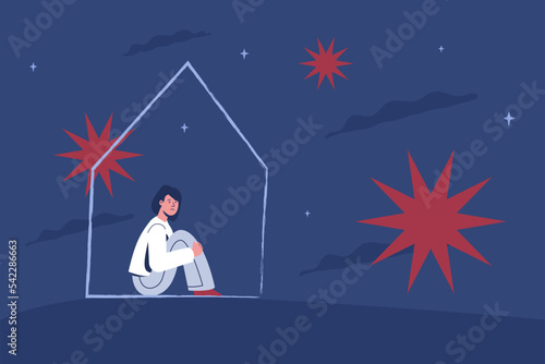 A lonely, anxious teen girl, worried about explosions around her house. A metaphor for post-traumatic stress disorder. Threat to the health of a child during military operations.
