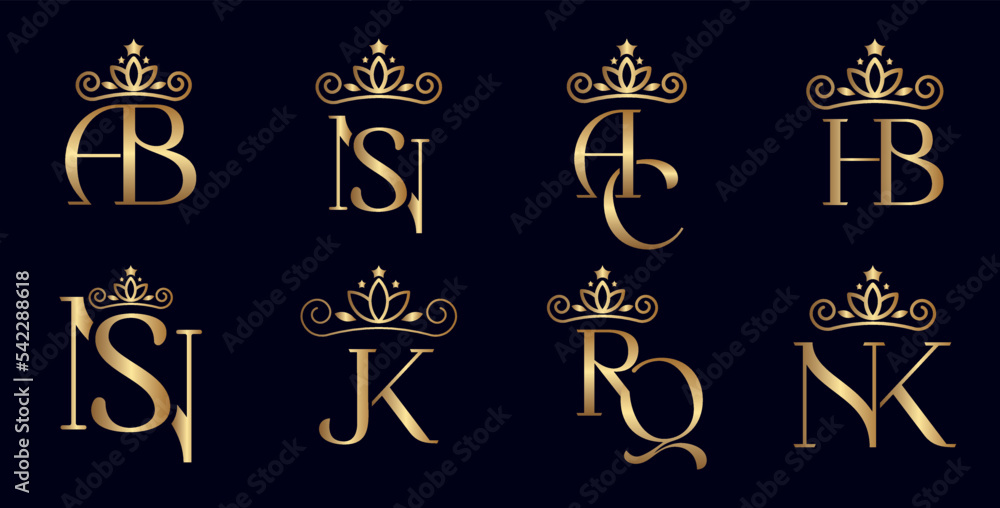 beauty logo design letters with crown