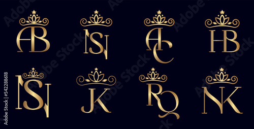 beauty logo design letters with crown