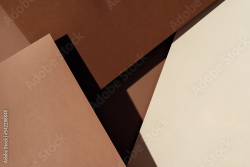 Paper for pastel overlap in beige, sand and brown colors for background, banner, presentation template. Creative trendy background design in natural colors. Background in 3d style.