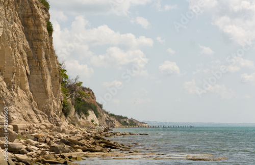 Bulgarian resort-Balchik. Rocky cliffs of sedimentary rock on the Black Sea coast. © Piotr