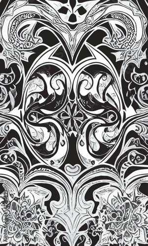 Decorative black and white gothic ornament, base for tattoo