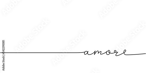 Amore word - continuous one line with word. Minimalistic drawing of phrase illustration.
