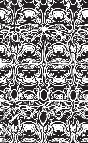 Decorative black and white gothic ornament, base for tattoo