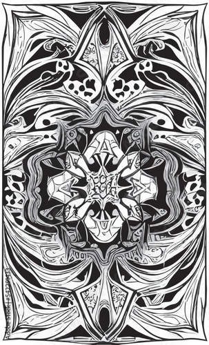 Decorative black and white gothic ornament, base for tattoo