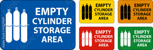 Gas Cylinder Sign Empty Cylinder Storage Area with Cylinders Chained Symbol