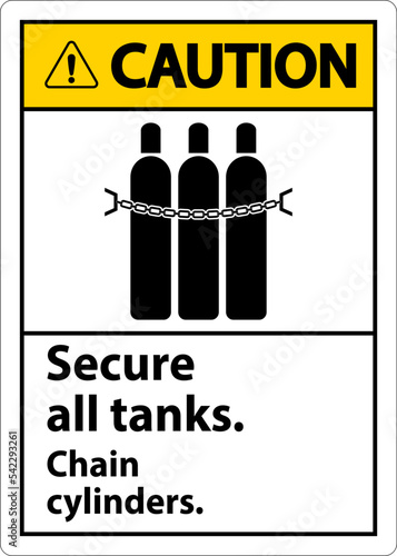 Caution Sign Secure All Tanks, Chain Cylinders