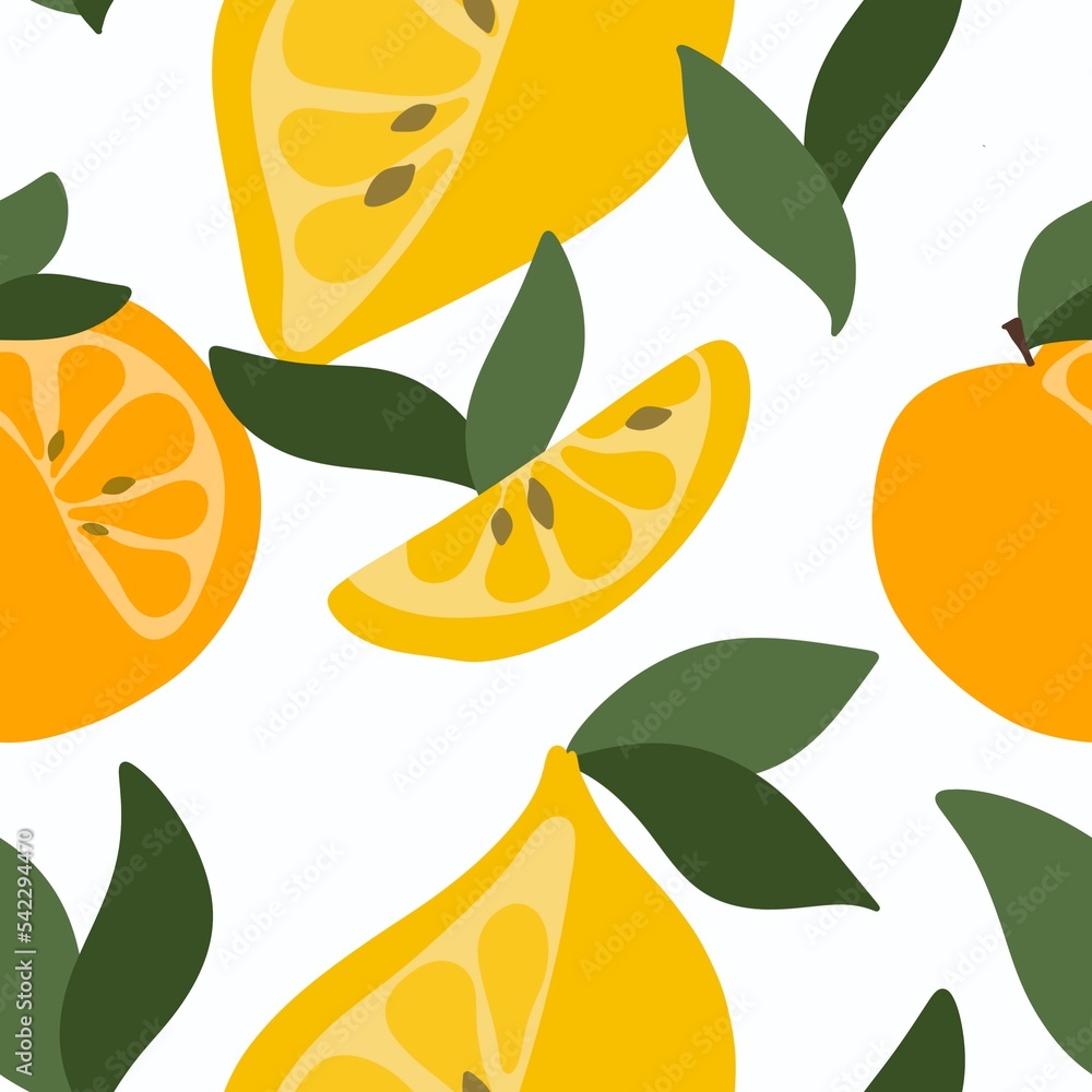 Summer fruit seamless doodle polka dots lemon pattern for wrapping and clothes print and fabrics and kitchen Summer fruit seamless doodle polka dots lemon pattern for wrapping and clothes print and fabrics and kitchen