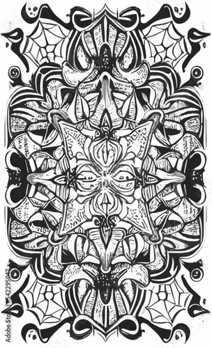 Decorative black and white gothic ornament, base for tattoo