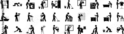 Cleaning the house icon collections vector design