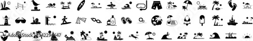 Beach icon collections vector design