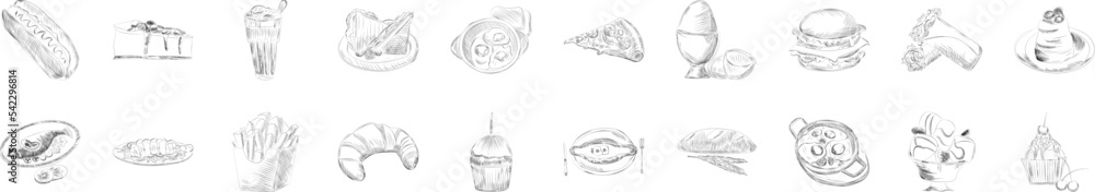 Food sketch icon collections vector design Food sketch icon collections vector design