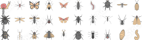 Insect icon collections vector design