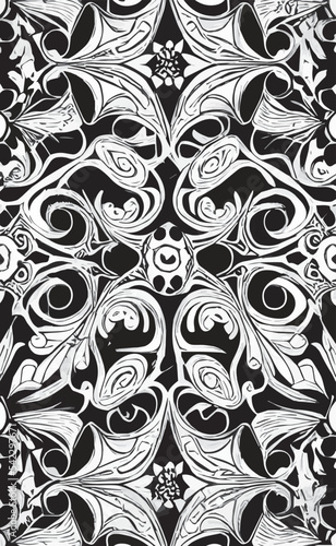 Decorative black and white gothic ornament, base for tattoo