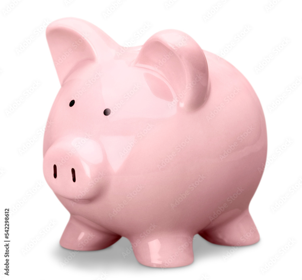 Pink piggy bank isolated on white