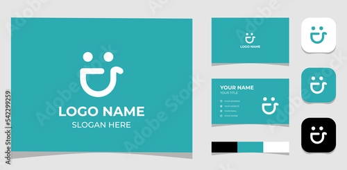 Template Logo Creative Dental, tooth, smile with letter U concept. Creative Template with color pallet, visual branding, business card and icon.