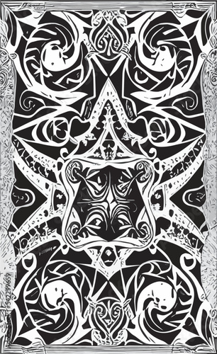Decorative black and white gothic ornament, base for tattoo