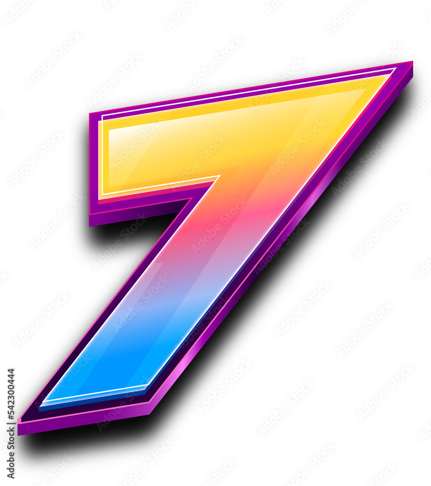 Colorfull Number 7 in 3D Style Text Effect