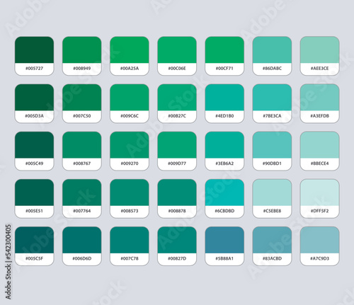 Green color palette with hex