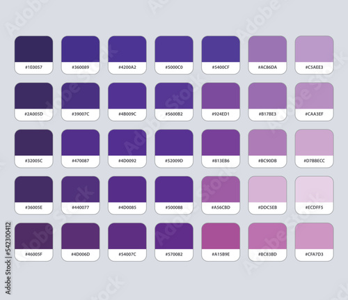 Purple color palette with hex