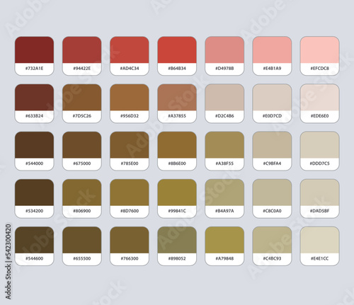 Brown and ocher color palette with hex