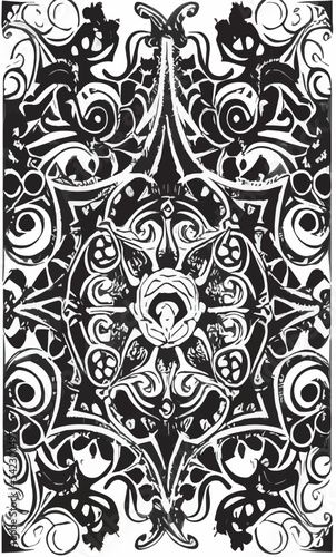 Decorative black and white gothic ornament, base for tattoo