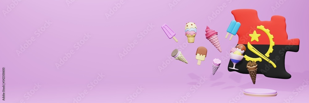 3d rendering of ice cream consumption in Angola for social media content