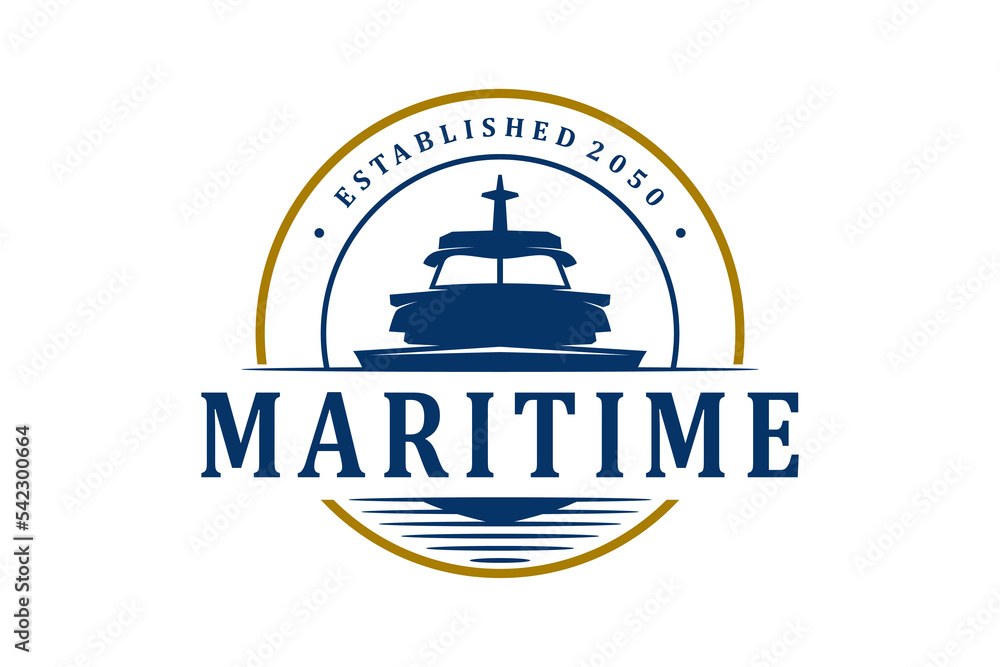 Maritime ship logo design rounded shape icon symbol illustration marine nautical