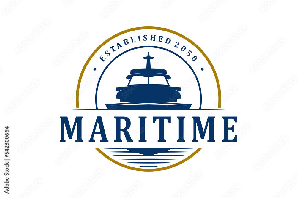 Maritime ship logo design rounded shape icon symbol illustration marine nautical Maritime ship logo design rounded shape icon symbol illustration marine nautical