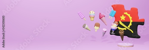 Obraz na płótnie 3d rendering of ice cream consumption in Angola for social media content w salonie