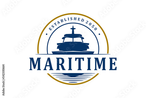 Maritime ship logo design rounded shape icon symbol illustration marine nautical