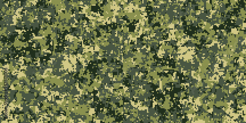 Pixel camouflage for a soldier army uniform. Modern camo fabric design. Digital military vector background. photo