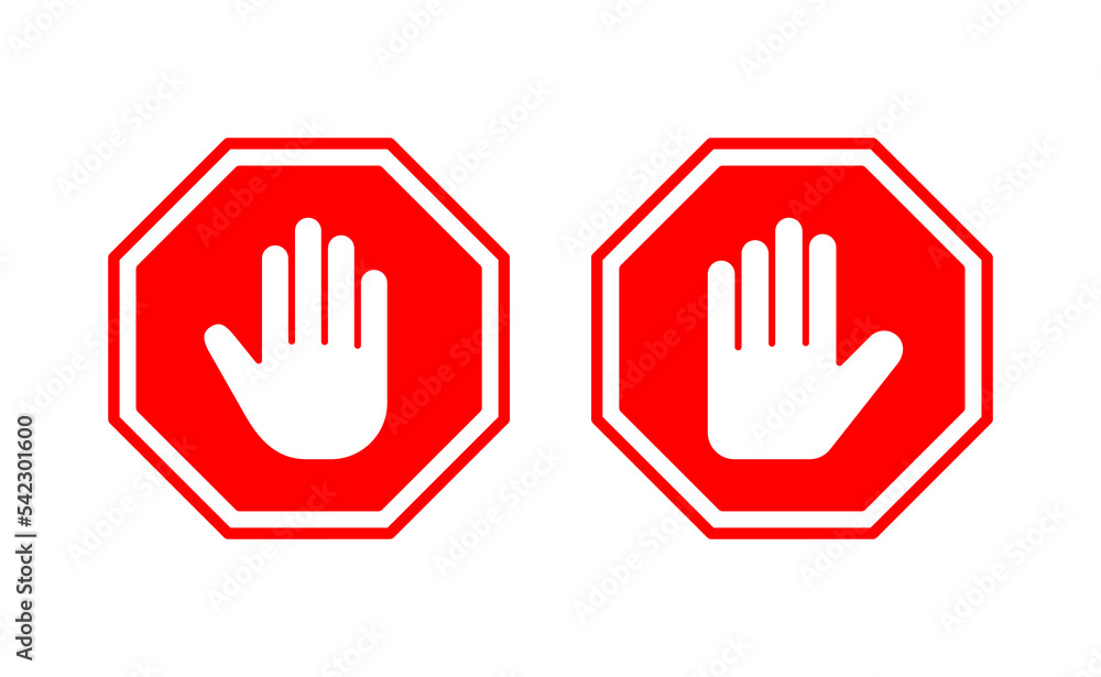 Fototapeta premium Stop icon vector for web and mobile app. stop road sign. hand stop sign and symbol. Do not enter stop red sign with hand