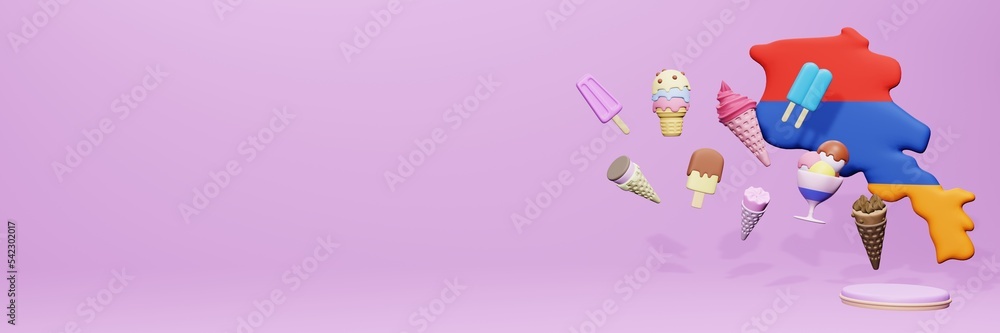 3d rendering of ice cream consumption in Armenia for social media content
