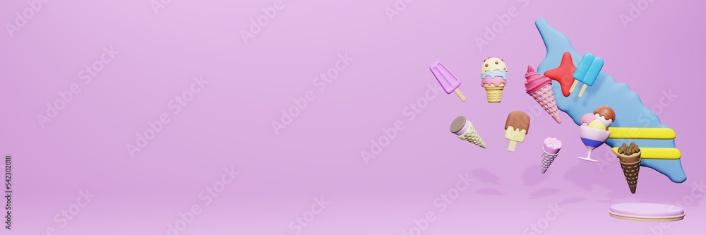 3d rendering of ice cream consumption in Aruba for social media content