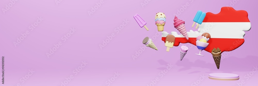 3d rendering of ice cream consumption in Austria for social media content