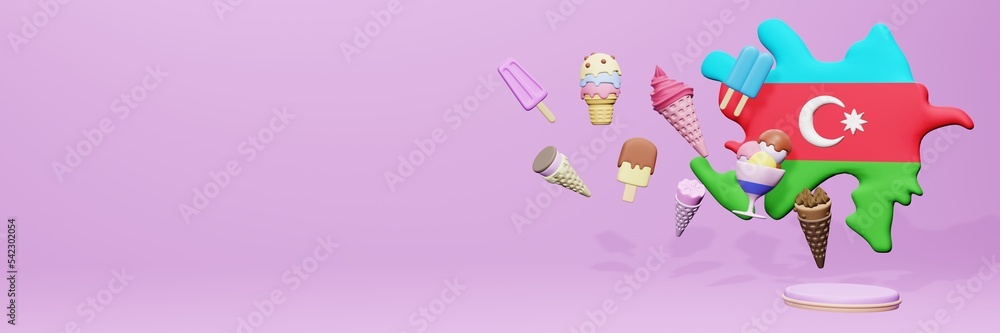 3d rendering of ice cream consumption in Azerbaijan for social media content