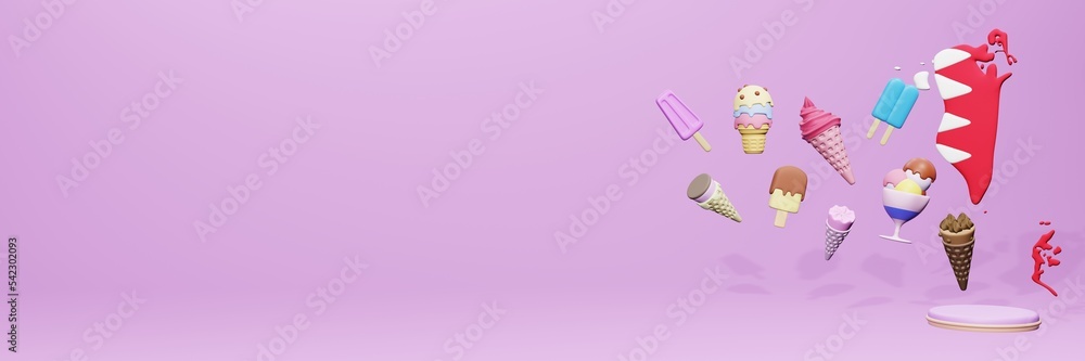 3d rendering of ice cream consumption in Bahrain for social media content