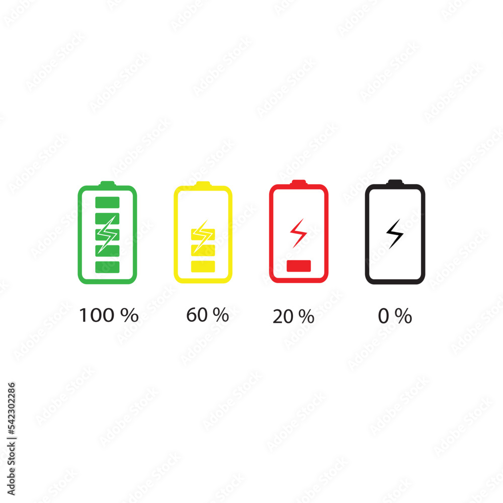 battery charge level indicator icon vector. battery charge level indicator icon vector.