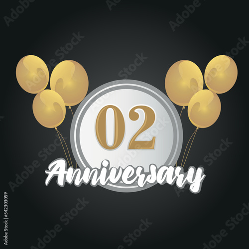 Happy 02nd anniversary balloons greeting card background. balloons greeting card background vector design