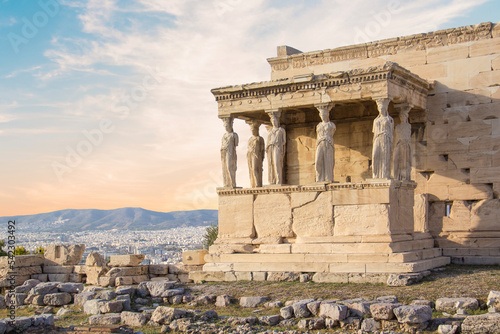 Beautiful view of the Acropolis and Erechtheion in Athens, Greece photo