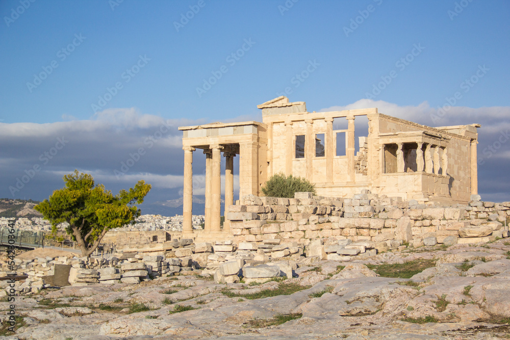 Beautiful view of the Acropolis and Erechtheion in Athens, Greece Beautiful view of the Acropolis and Erechtheion in Athens, Greece