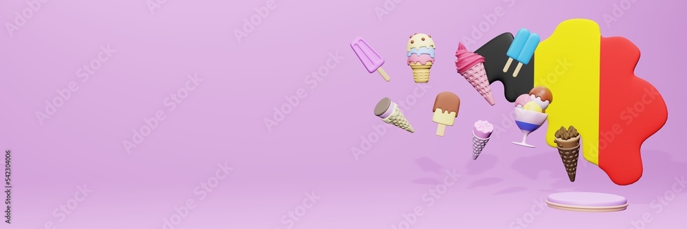 3d rendering of ice cream consumption in Belgia for social media content