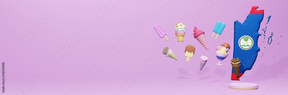 3d rendering of ice cream consumption in Belize for social media content