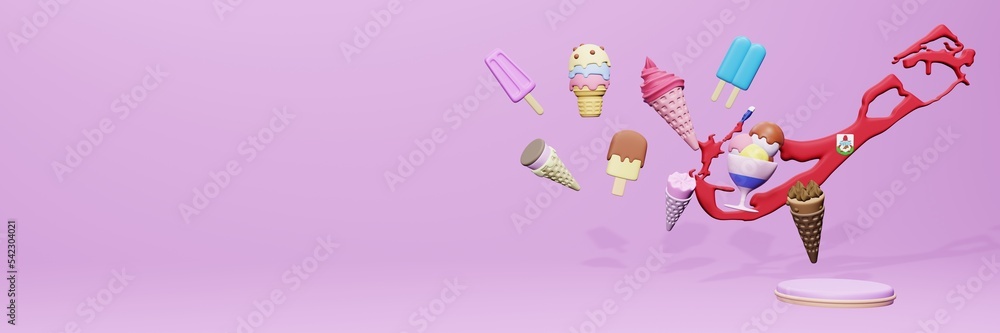 3d rendering of ice cream consumption in Bermuda for social media content