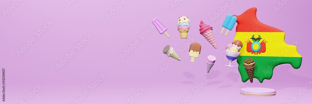 3d rendering of ice cream consumption in Bolivia for social media content